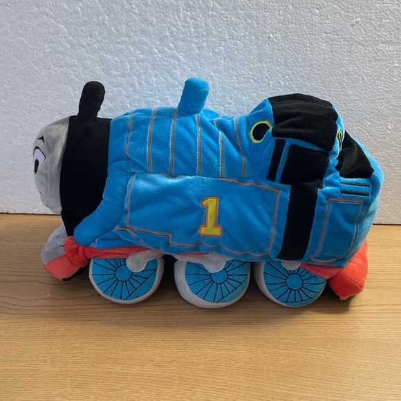 Thomas the Tank Engine Train Pillow Plush Cuddly Stuffed Animal 15” Blue Red - Picture 3 of 7